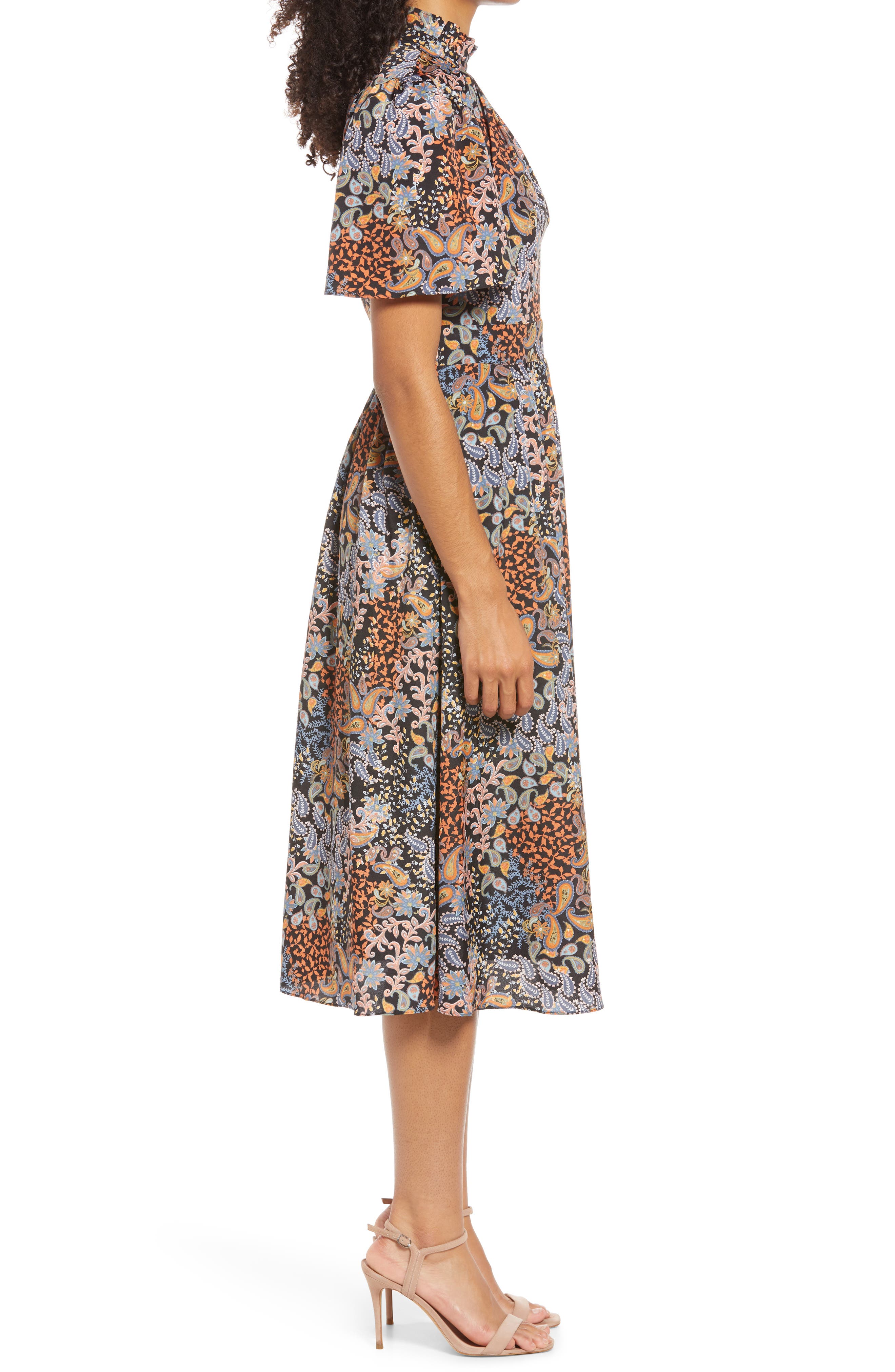 Julia Jordan Print Flutter Sleeve Midi 