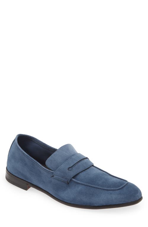 ZEGNA L'Asola Suede Penny Loafer Light Blue at Nordstrom,