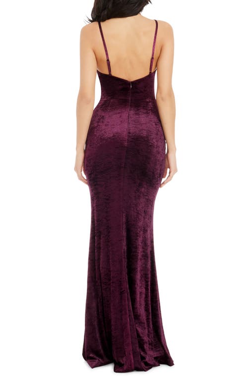 Shop Dress The Population Giovanna Crystal Detail Velvet Mermaid Gown In Midnight Plum