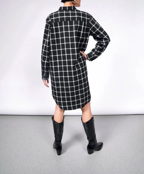 Shop Wildfang The Essential Plaid Long Sleeve Shirt Dress In Black/white