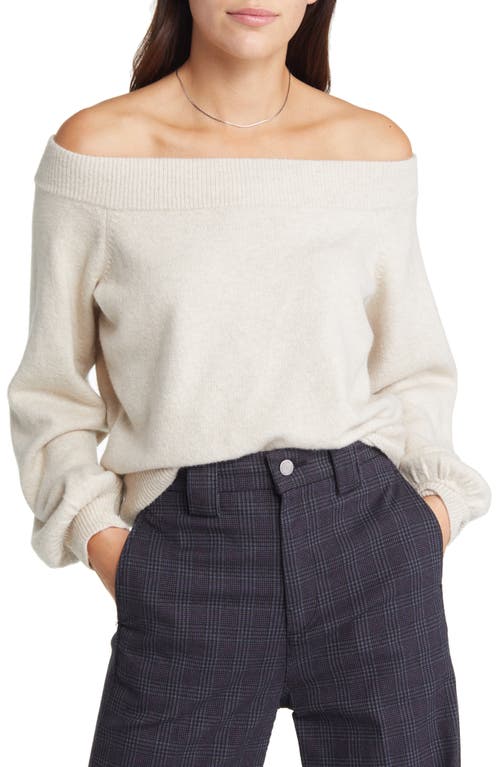 Treasure & Bond Off the Shoulder Cotton Blend Sweater in Beige Oatmeal Medium Heather