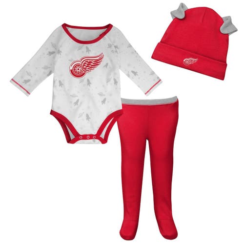 Outerstuff Newborn & Infant White/Red Detroit Red Wings Dream Team Hat Pants & Bodysuit Set