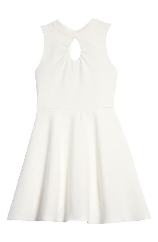 Ava & Yelly Kids' Mock Neck Keyhole Ribbed Dress In Off White