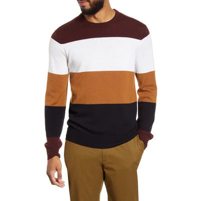Club Monaco Slim Fit Stripe Wool Sweater, Burgundy