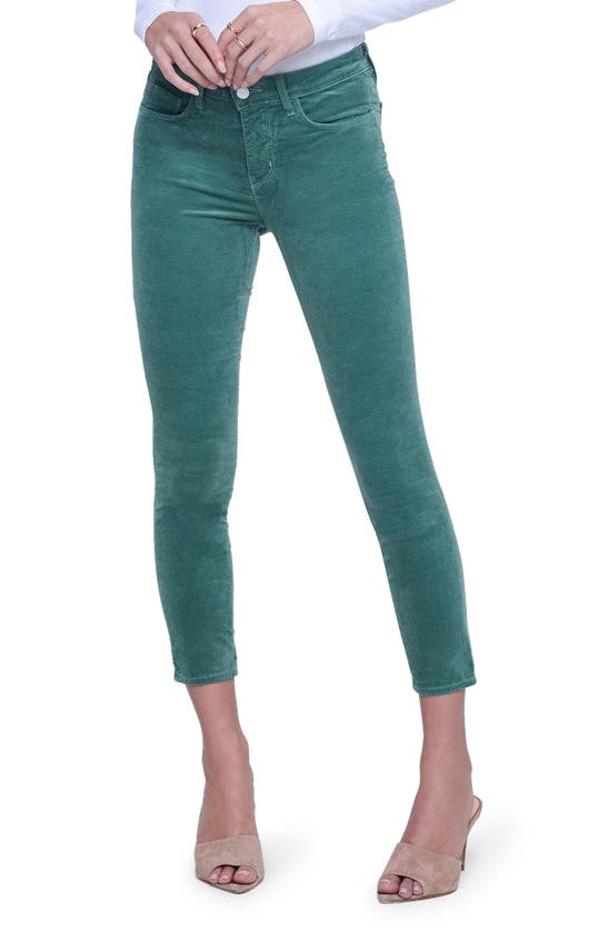 L Agence Margot Velvet Crop Skinny Jeans In Frosty Spruce