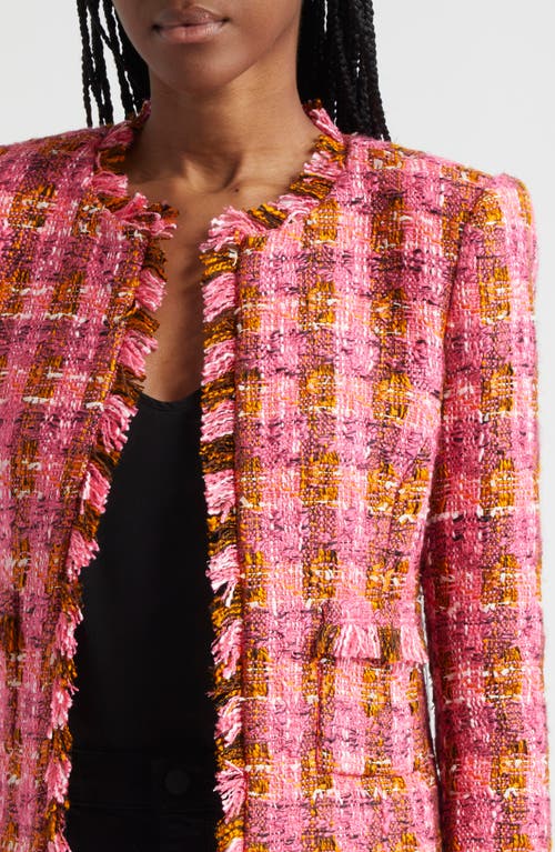 Shop L Agence L'agence Angelina Tweed Jacket In Fuchsia Pink/orange