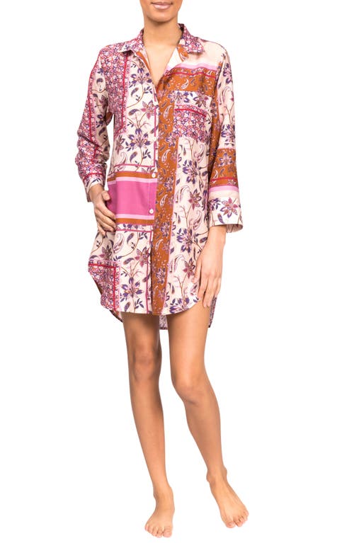 Everyday Ritual Rick Floral Cotton & Silk Blend Sleep Shirt at Nordstrom,