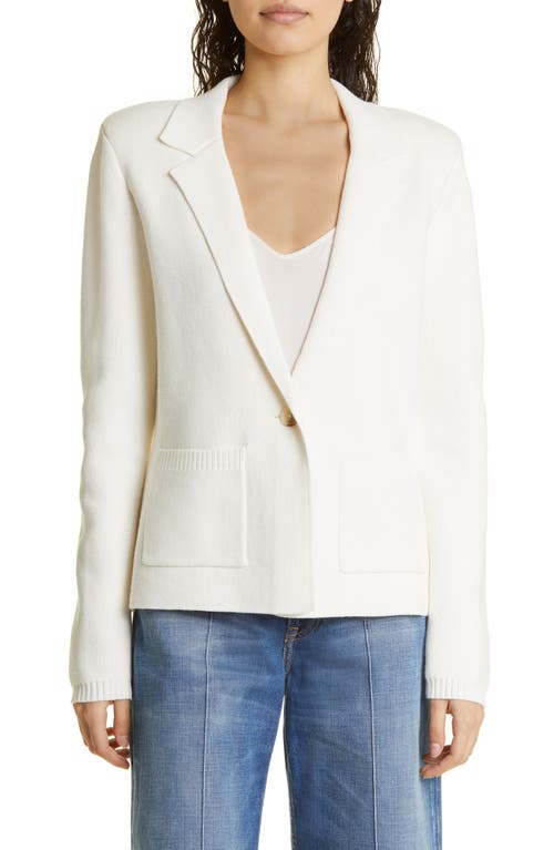 L'AGENCE Lacey Cotton Blend Blazer Cardigan in Ivory