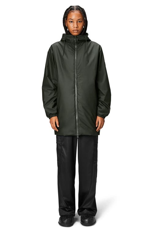 Shop Rains Lohja Long Insulated Rain Jacket In Green