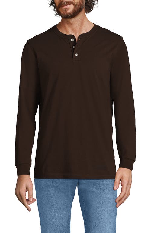 Shop Lands' End Super-t Long Sleeve Henley Shirt In Rich Coffee