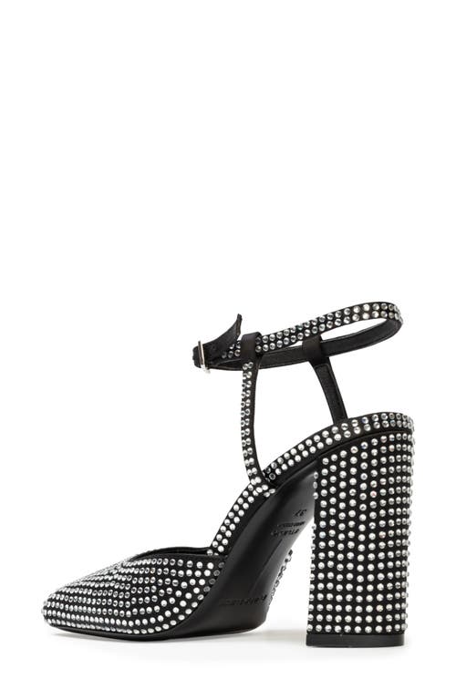 Black Suede Studio Meadow 90 Ankle Strap Pump In Black Satin