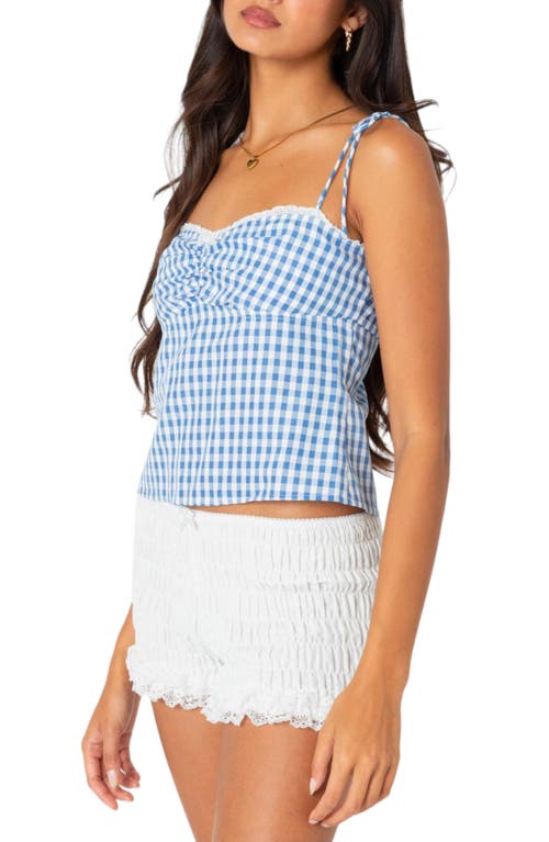 Edikted Billie Gingham Tie Back Camisole In Blue-and-white