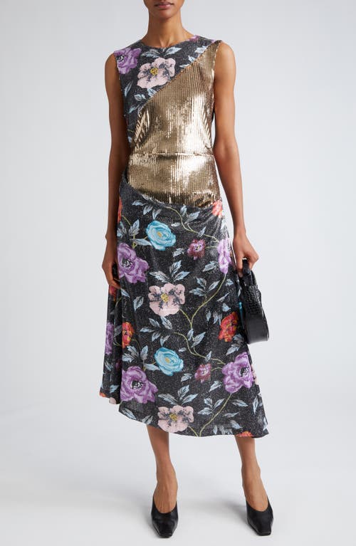 Puppets and Puppets Mother Floral Sequin Midi Dress in Floral Multi at Nordstrom, Size 6