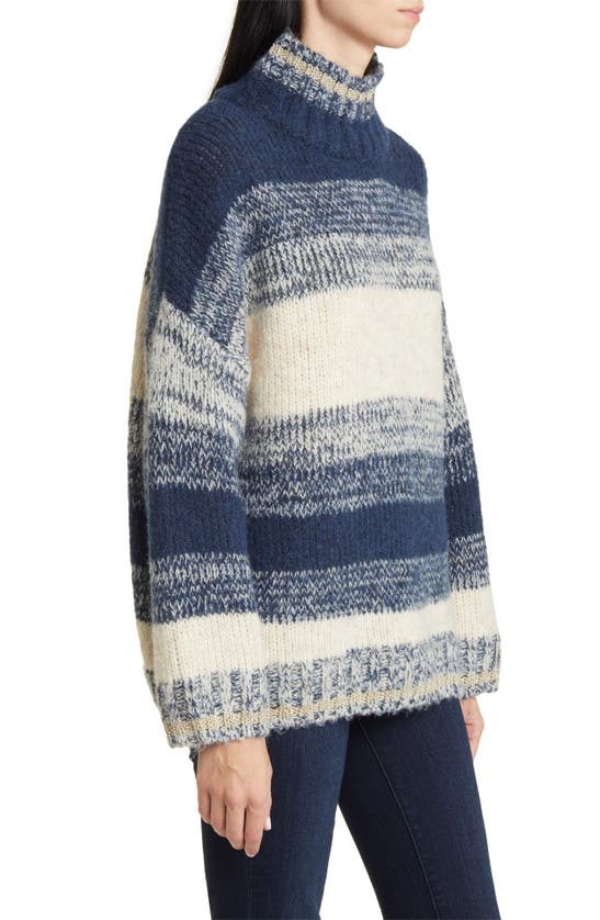 Wit & Wisdom Ombré Stripe Turtleneck Sweater In Navy Multi