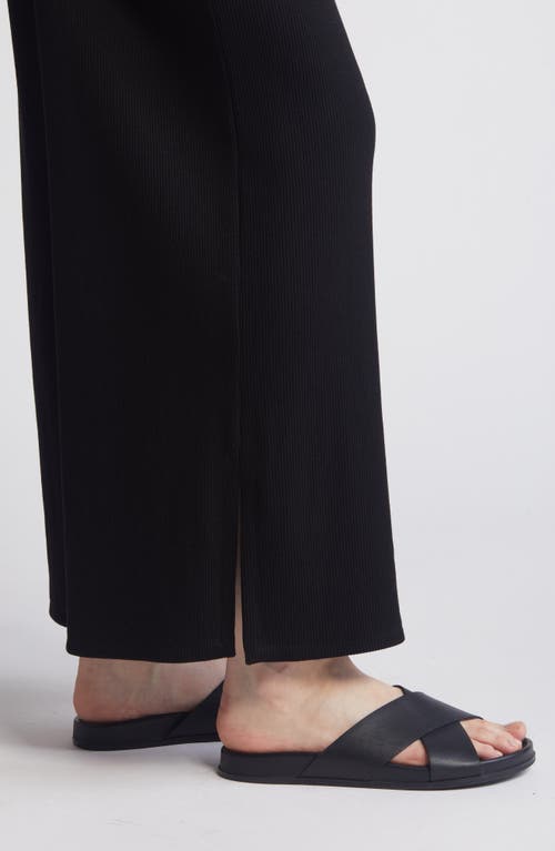 Shop Eileen Fisher Rib Wide Leg Ankle Pants In Black