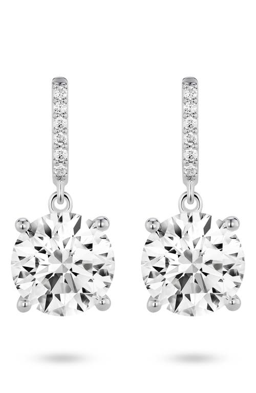 Round Lab Grown Diamond Drop Earrings in 4.0Ctw White Gold