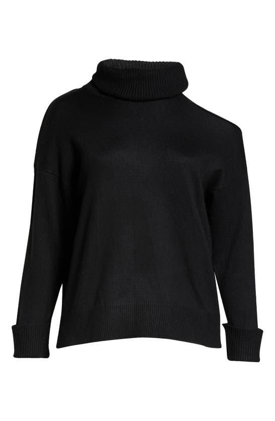 1.state Plus Size Cut-out Turtleneck Sweater In Rich Black