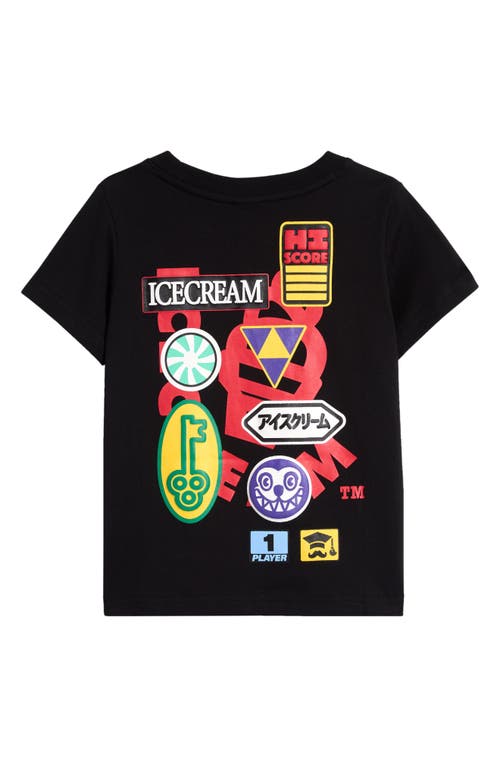 Shop Icecream Kids' Icons Cotton Crewneck T-shirt In Black