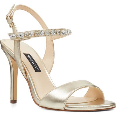 Nine West Madison Crystal Embellished Sandal, Metallic