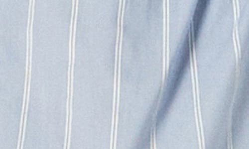 English Factory Stripe Scallop Trim Cotton Poplin Button-up Shirt In Powder Blue/offwhite