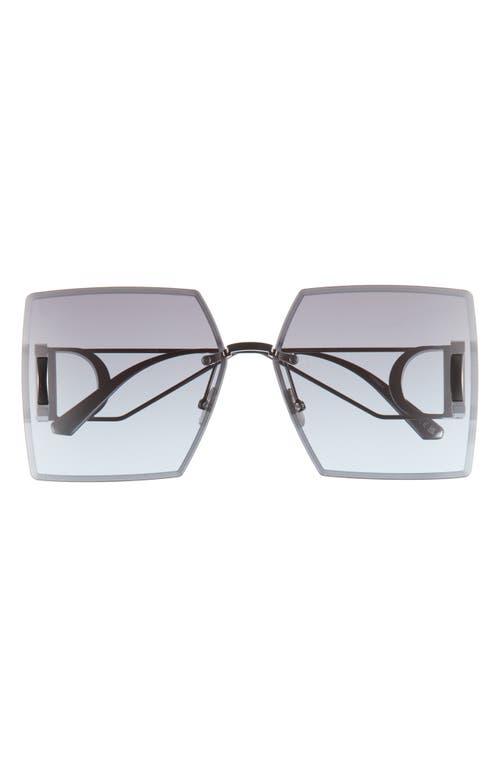 Dior 30montaigne S7u 64mm Oversize Square Sunglasses In Shiny Gumetal/gradient Blue