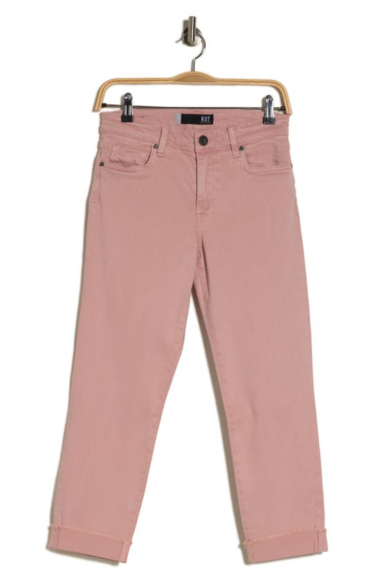 Kut From The Kloth Amy Crop Straight Leg Roll-up Jeans In Pink
