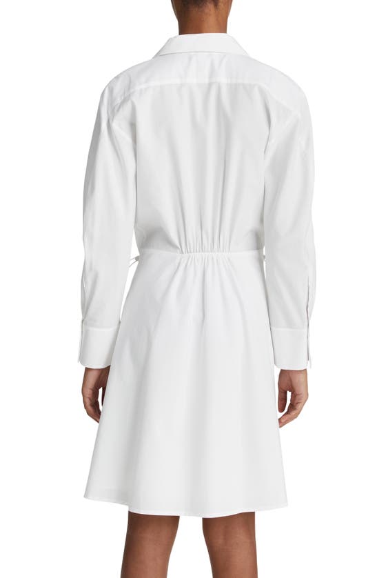 Shop Vince Drawcord Waist Long Sleeve Cotton Shirtdress In Optic White