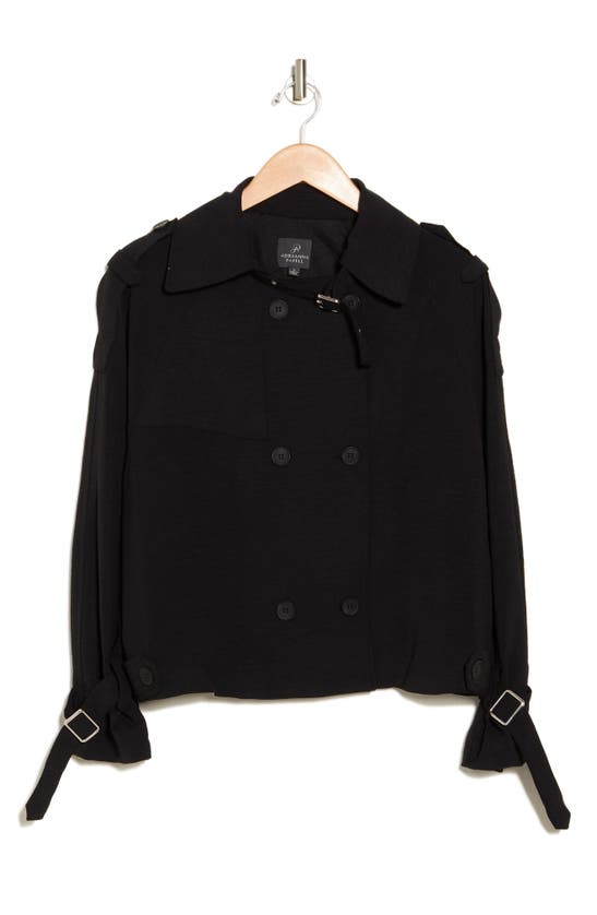 Shop Adrianna Papell Crop Trench Coat In Black