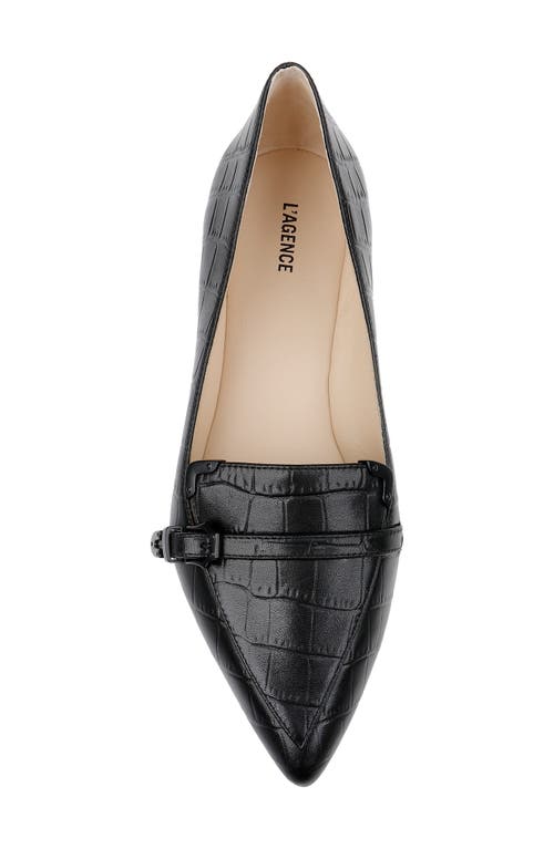 Shop L Agence L'agence Brielle Pointed Toe Loafer In Black Croco Embossed