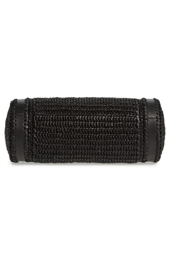 Shop Saint Laurent Small Sade Raffia Tube Bag In Noir