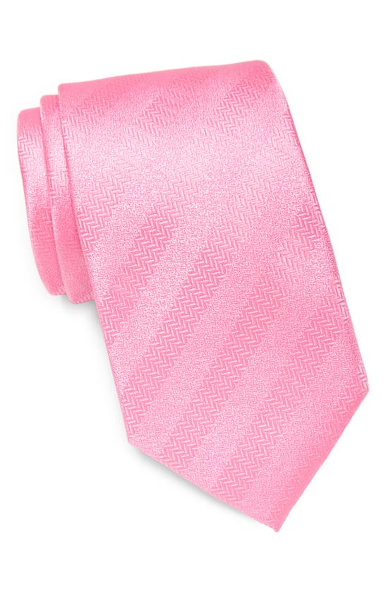 Tommy Hilfiger Herringbone Solid Stripe Tie In Pink