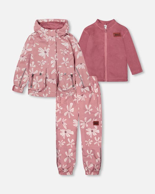 Deux Par Deux Girl's Printed 3 In 1 Mid-Season Set Ancient Rose With Flowers at Nordstrom, Size 8