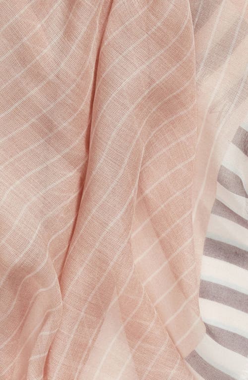 Shop Nordstrom Print Modal & Silk Scarf In Pink Striped Collage