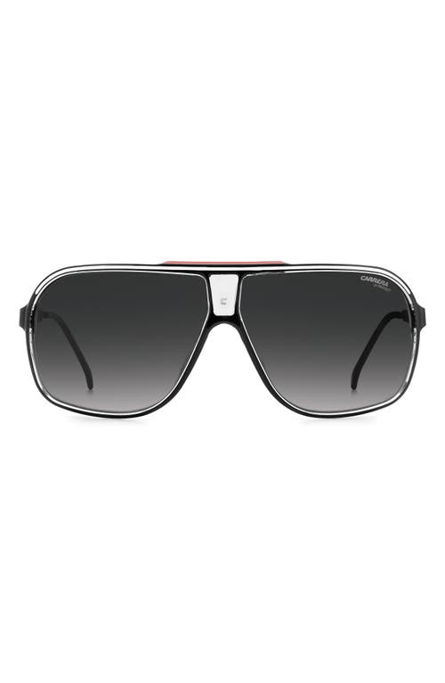 Carrera Eyewear Grand Prix 64mm Polarized Navigator Sunglasses in Black Red /Grey Shaded