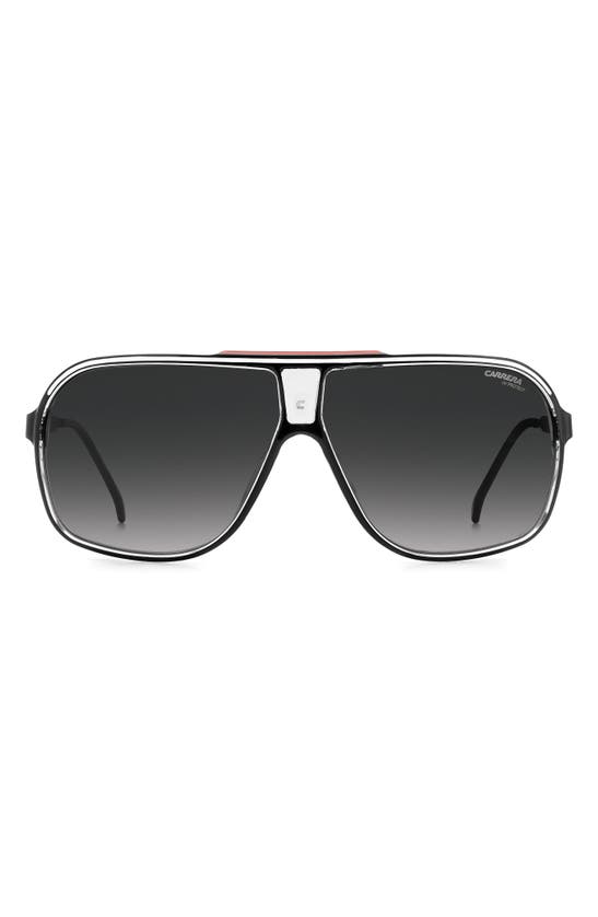 Shop Carrera Eyewear Grand Prix 64mm Polarized Navigator Sunglasses In Black Red/ Grey Shaded