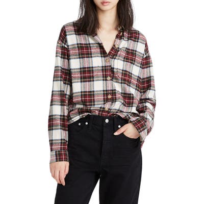 Madewell Tartan Plaid Flannel Shirt Jacket, Red