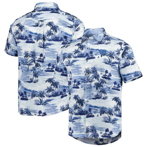 Tommy Bahama Men's Navy Denver Broncos Sport Harbor Island Hibiscus Camp  Button-down Shirt In Royal