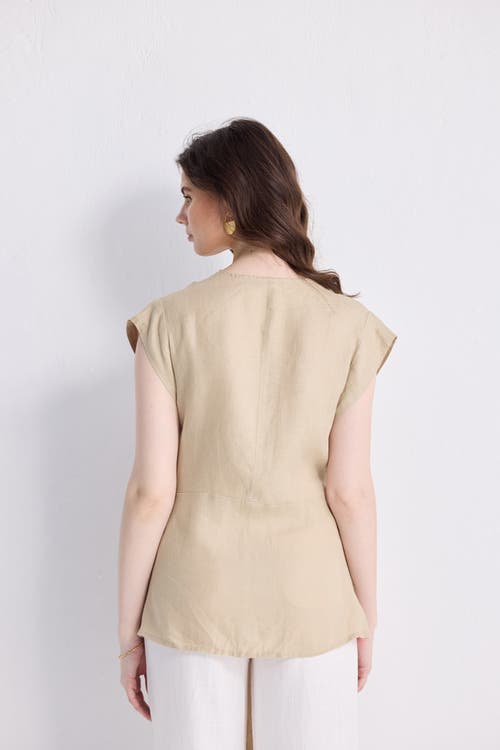 Reistor Power Moves Short Sleeve Top In Neutral Beige In Neutral Beige