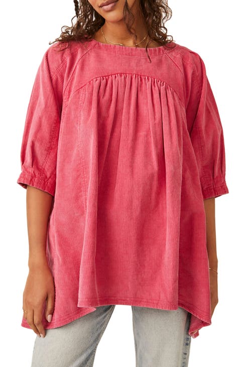 Pink Open Net Long Bell Sleeve Front Pocket Tunic Top  Tunic tops, Womens tunic  dress, Long sleeve tunic top