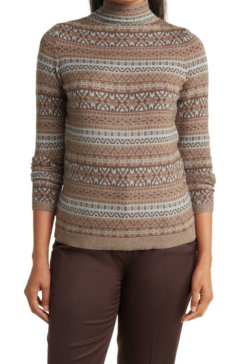 Fair Isle Print Turtleneck Sweater