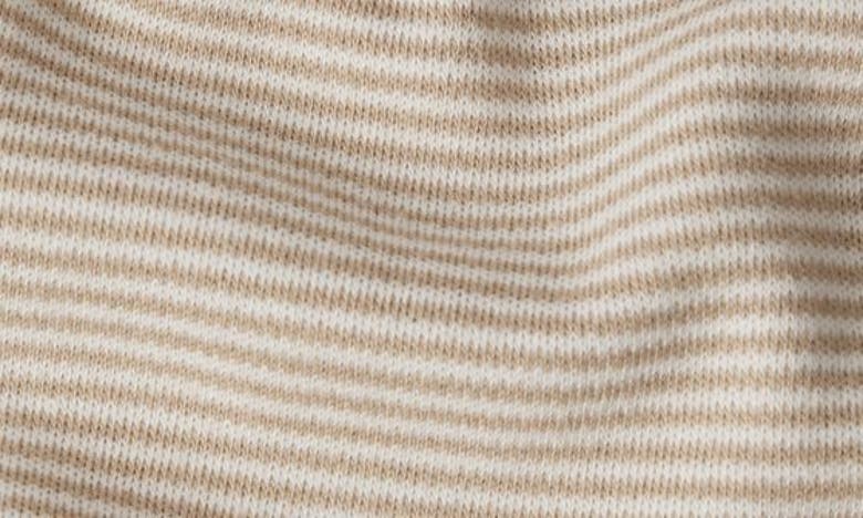 Shop Mori Clever Zip Stripe Fitted One-piece Pajamas In Oatmeal Stripe