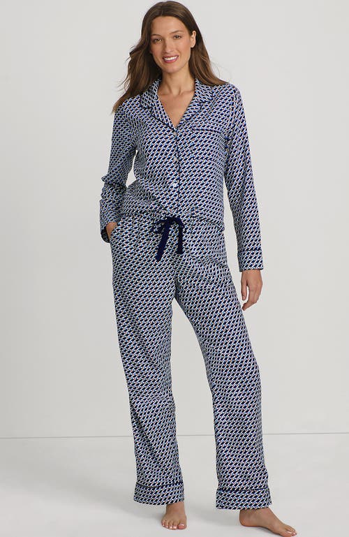 Shop Lands' End Drapey Flannel 2 Piece Pajama Set In Multi Blue Puffins