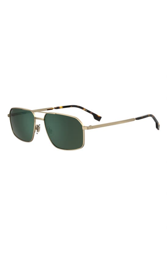 Hugo Boss 58mm Aviator Sunglasses In Gold/ Teal