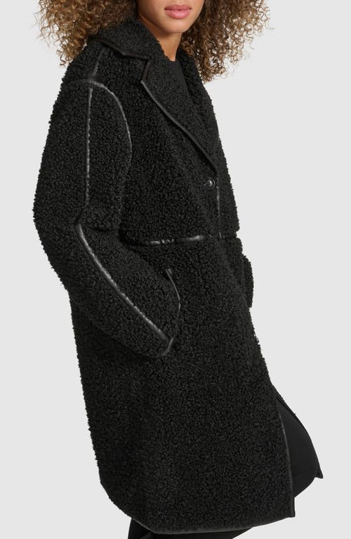 Karl Lagerfeld Faux Sherpa Button Front Jacket In Black