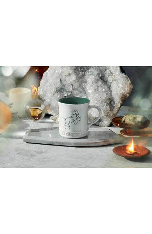 Shop Le Creuset Zodiac Stoneware Mug In White/green