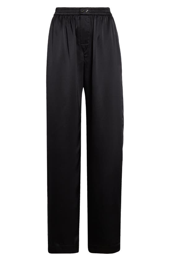 Shop Alexander Wang Logo Cutout Silk Pajama Pants In Black