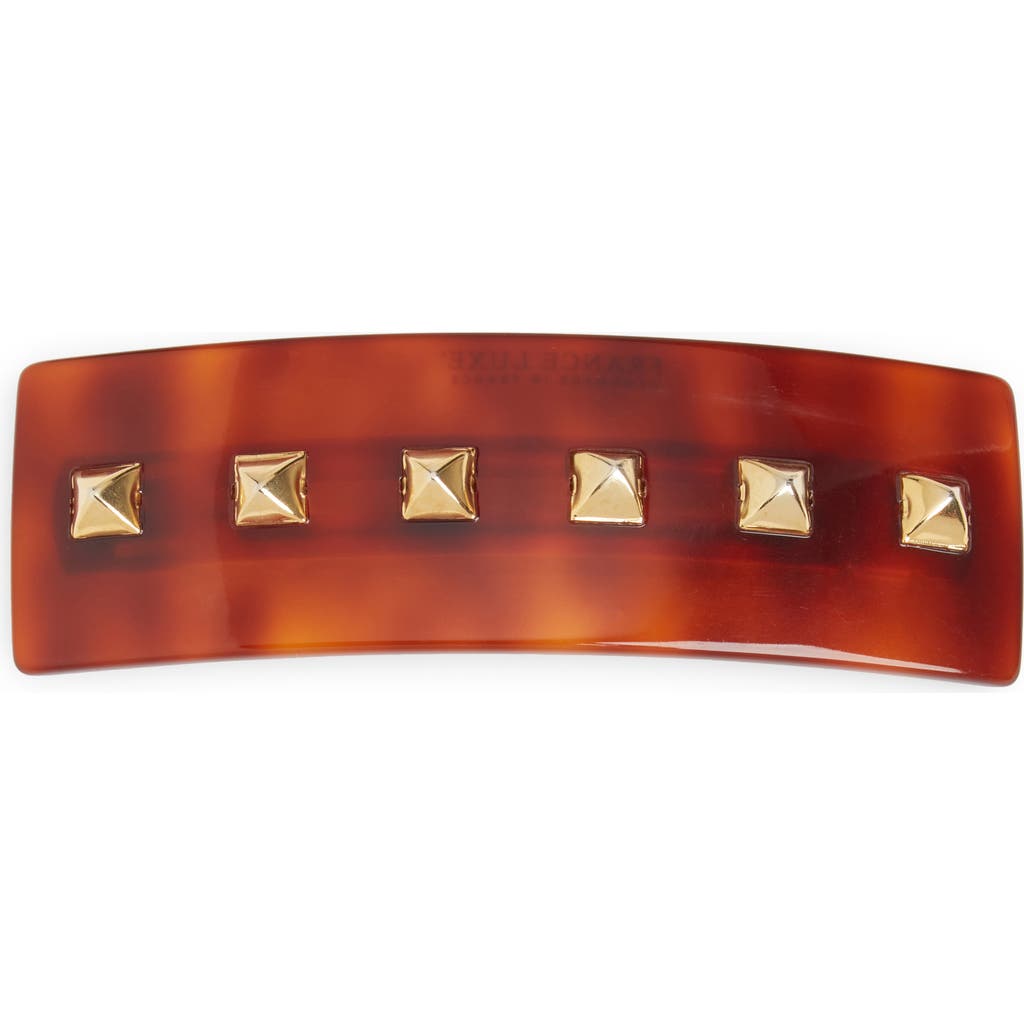 france luxe Large Studded Barrette in Tortoise
