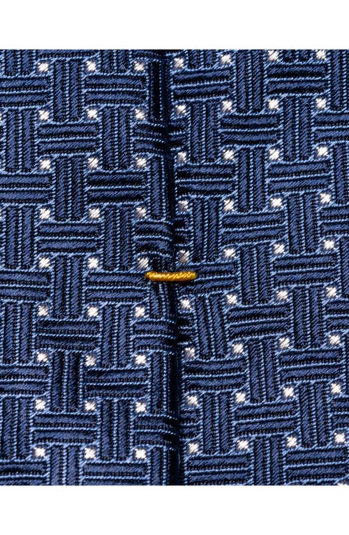 Shop Eton Basket Weave Silk Tie In Navy