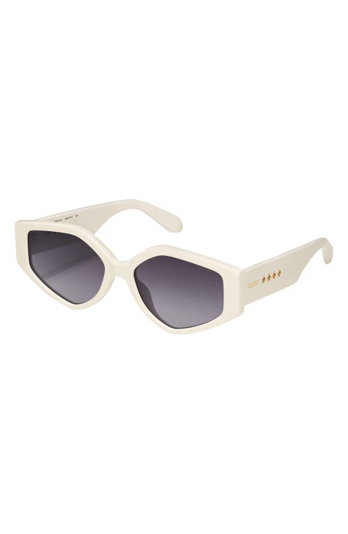 Shop Quay Hot Gossip 44mm Gradient Cat Eye Sunglasses In Bone/smoke