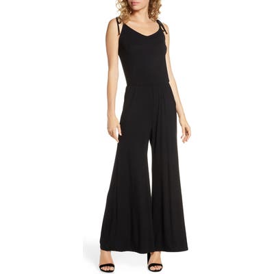 Fraiche By J Sleeveless Wide-Leg Jumpsuit, Black